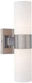 Brushed Nickel 2-Light Vanity with Etched Opal Glass Shades