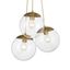 Soft Brass and Clear Glass 3-Light Globe Pendant