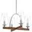 Koa Wood Pewter Mini Pendant with Clear Glass Candle Shades - 4-Light