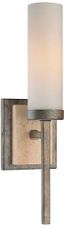 Aged Patina Iron and Etched Opal Glass Cylinder Sconce