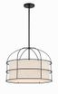 Gateway Park Coal Finish 5-Light Drum Pendant with Oatmeal Linen Shade