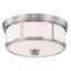 Elegance Brushed Nickel Flush Mount with Etched Opal Glass, 2-Light