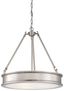 Harbour Point Etched White Glass 3-Light Brushed Nickel Pendant