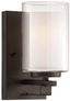 Smoked Iron Cylinder Outdoor Wall Sconce with Etched Glass