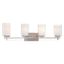 Elegant Brushed Nickel 4-Light Bath Bar with Etched White Glass