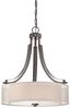 Parsons Studio Smoked Iron 3-Light Drum Pendant with Polished Nickel Accents