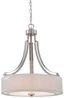 Brushed Nickel 3-Light Drum Pendant with Glass Shade