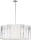 Polished Nickel 6-Light LED Drum Pendant with White Fabric Shade