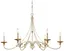 Farmhouse White and Gold Leaf 6-Light Chandelier