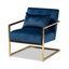 Mira 28" Navy Blue Velvet and Gold Metal Accent Chair