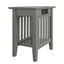 Mission Grey Solid Hardwood 22" Chair Side Table with USB Charging