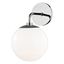 Stella Polished Nickel 1-Light Wall Sconce with White Glass Shade