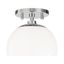 Elegant Globe Indoor/Outdoor Semi-Flush Mount in Polished Nickel with White Glass Shade