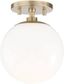 Stella Aged Brass 1-Light Semi-Flush Globe Ceiling Fixture