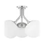 Polished Nickel 3-Light Semi-Flush Mount with White Glass Shade