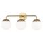 Elegant Aged Brass 3-Light Bath Bracket with White Glass Shades