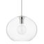 Polished Nickel Glass Globe Pendant Light, 16" Wide