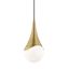 Ariana Aged Brass 1-Light Pendant with Opal Glossy Glass Shade