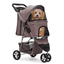 Coffee Foldable 3-Wheel Pet Stroller with Storage Basket