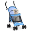 Sky Blue Polka Dot Foldable Pet Stroller with Mesh Windows