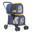 Navy Blue Double Pet Stroller with Detachable Carriers