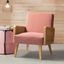 Bohemian Blush Velvet Handcrafted Accent Chair with Rattan Armrests