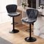 Dark Grey Adjustable Faux Leather Swivel Bar Stools Set of 2