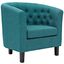 Teal Velvet Barrel Accent Chair with Espresso Wood Legs