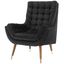 Elegant Mid-Century Black Velvet Lounge Chair with Gold Accents