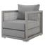 Aura Deep-Seat Outdoor Patio Armchair with Gray Cushions