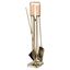 Modern Aged Brass and Maple 5-Piece Fireplace Tool Set