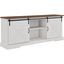 Chic White 70" Farmhouse TV Stand with Electric Fireplace and Cabinet
