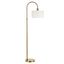 Elysian Adjustable Arc Floor Lamp in Brass with Linen Drum Shade