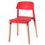 Modern Red Plastic Side Chair with Beech Wood Legs