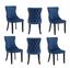 Blue Velvet Upholstered Dining Chairs with Nailhead Trim, Set of 6