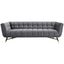 Black Velvet Tufted Sofa with Flared Arms, 90"