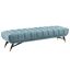 Sea Blue Tufted Velvet Bench with Gold Accents