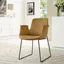 Transitional Tan Faux Leather Upholstered Arm Chair with Metal Base