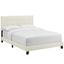 Elegant Ivory Full Platform Bed with Tufted Velvet Upholstery