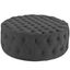 Gray Tufted Round Upholstered Fabric Ottoman