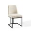 Amplify Matte Black Stainless Steel Upholstered Side Chair in Cream