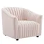 Mid-Century Modern Pink Velvet Channel-Tufted Armchair