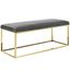 Elegant 43.5'' Gold and Gray Velvet Bedroom Bench with Stainless Steel Base