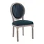 Elegant Vintage French Natural Light Blue Upholstered Side Chair