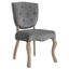 Elegant Gray Velvet Upholstered Side Chair with Weathered Wood Legs