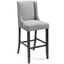 Elegant Light Gray Upholstered Wooden Bar Stool with Nailhead Trim