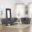 Gray Polyester Upholstered Sofa and Armchair Set with Black Wood Legs