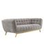 Elegant Tufted Light Gray Velvet Sofa with Brushed Gold Legs