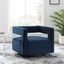 Midnight Blue Velvet Swivel Accent Chair with Cutaway Back