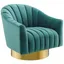 Elegant Gray Velvet Swivel Accent Chair with Gold Metal Base